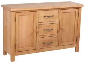 241677 vidaXL Servantă cu 3 sertare, 110 x 33,5 x 70 cm, lemn masiv de stejar