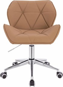 HR111K Scaun Caramel Piele Ecologica Premium Soft cu Bază Cromata