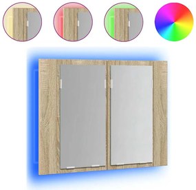 vidaXL Dulap de baie cu oglindă și LED, stejar sonoma, 60x12x45 acril