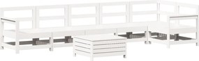 vidaXL Set canapea de grădină, 7 piese, alb, lemn masiv de pin