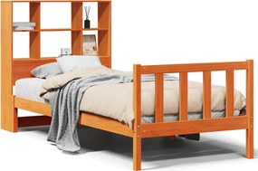 vidaXL Pat bibliotecă fără saltea maro ceruit 75x190 cm lemn masiv pin