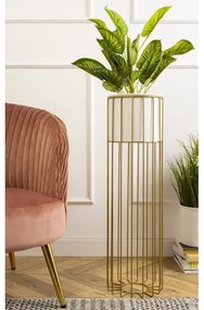 Ghiveci metalic de flori LOFT 70x20 cm auriu/alb