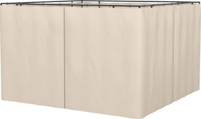 Outsunny 4 perdele de rezervă pentru pavilioane 3x3m, rezistente, pentru stâlpi și șine glisante, fermoar dublu, bej | Aosom Romania