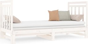 vidaXL Pat de zi extensibil, alb, 2x(90x190) cm, lemn masiv de pin