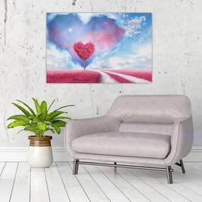 Tablou - Copac de inimă roz (90x60 cm)