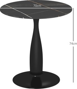 HOMCOM Masă rotundă, oțel vopsit în pulbere, MDF cu melamină, picioare antiderapante, 70 x 74 cm, Negru | Aosom Romania