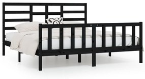 3107632 vidaXL Cadru de pat Super King, negru, 180x200 cm, lemn masiv