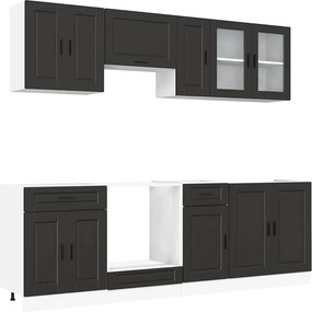 vidaXL Set dulap de bucătărie 8 piese „Porto” lemn negru prelucrat