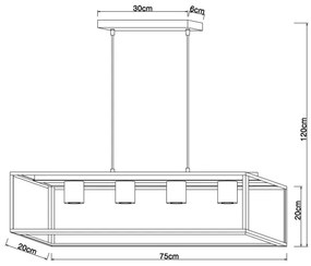 Lustră pe cablu Globo 15476-4H HAGAR 4xE27/60W/230V