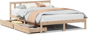 vidaXL Cadru de pat fără saltea, 140x190 cm, lemn masiv de pin