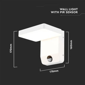 LED Aplica de perete exterior cu senzor LED/17W/230V 4000K albă