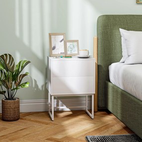 HOMCOM Noptieră Modernă cu 2 Sertare cu Deschidere prin Apăsare 40x30x50cm Alb | Aosom Romania