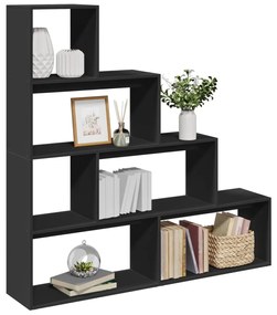 vidaXL Bibliotecă/separator 4 niveluri, negru 143,5x29x143,5cm lemn