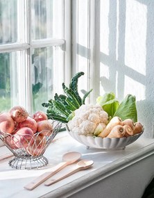 Bol decorativ mare vintage din metal, bej „Ingrid”