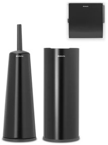 Set accesorii pentru toaletа Brabantia ReNew 1003476, 3 piese, Rezistent la coroziune, Negru mat