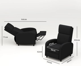 HOMCOM Fotoliu relax fotoliu inclinabil salon fotoliu de relaxare - spătar reglabil până la 160° suport pentru picioare integrat | Aosom Romania