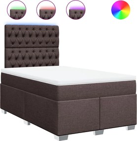 vidaXL Pat box spring cu saltea, maro închis, 120x190 cm, textil