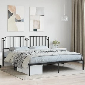 373892 vidaXL Cadru de pat metalic cu tăblie, negru, 183x213 cm