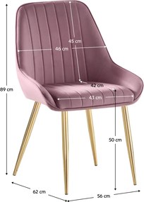Scaun de dining, roz ţesătură Velvet/gold crom-auriu, PERLIA
