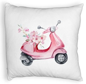 Perna Decorativa Fluffy, Model Rose Flower Bike, 40x40 cm, Alba, Husa Detasabila, Burduf