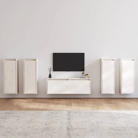 vidaXL Comode TV, 5 buc., alb, lemn masiv de pin