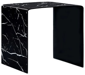 vidaXL Măsuță de cafea, marmură neagră, 50x50x45 cm, sticlă securizată