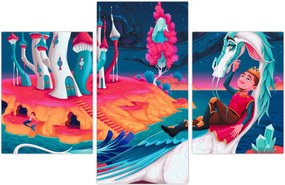 Tablou - Prinț și prințesa cu dragon (90x60 cm)