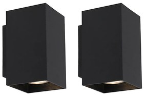 Set de 2 aplice moderne negre pătrate cu 2 lumini - Sandy