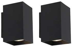 Set de 2 aplice moderne negre pătrate cu 2 lumini - Sandy