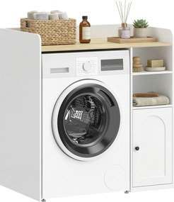 HOMCOM Dulap peste mașina de spălat cu balamale soft-close, organizator modern pentru baie peste toaletă cu rafturi deschise | Aosom Romania