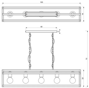 Lustră pe lanț ARNOLD 5xE27/60W/230V neagră