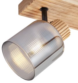 Spot modern din lemn cu sticlă fumurie cu 2 lumini rotativ și înclinabil - Gracy