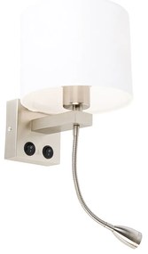 Aplică de perete din oțel cu braț flexibil și abajur alb 18 cm - Brescia Combi