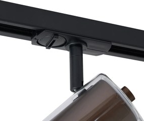 Sistem de iluminat pe șină modern negru cu 5 spoturi bronz închis monofazate - Iconic Lloyd