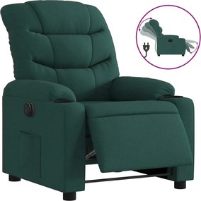 vidaXL Fotoliu rabatabil electric, verde închis, material textil