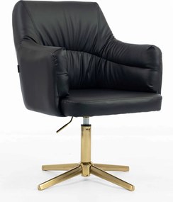 HR840CROSS Scaun Negru Piele Ecologica cu Bază Aurie