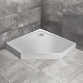 Cadita dus pentagonala Radaway Doros PT Compact Stone 100x100 cm acril alb