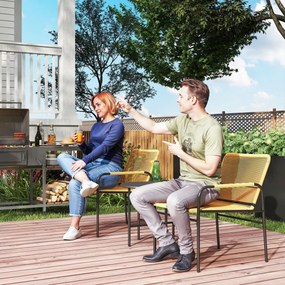 Outsunny Set bistro ratan 3 piese, set de ședere, mobilier de grădină cu 2 fotolii, masă de cafea 54 x 66 x 76 cm Galben | Aosom Romania