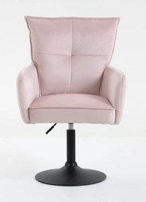 HR250N Scaun Catifea Roz Pudra Bază Neagră