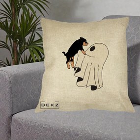 Perna Decorativa Caine Rottweiler Fantoma Halloween, 40x40 cm, Crem, Husa Detasabila, Perna Inclusa, BEKZ®