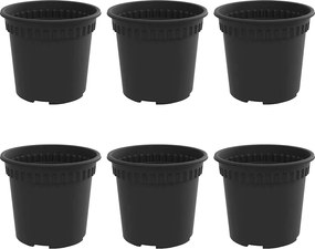 vidaXL Ghiveci rotund pentru flori 6 pcs Negru Ø 15 x 12 cm Plastic