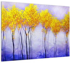 Tablou pe sticlă - Copaci galbeni (70x50 cm)