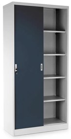 Dulap metalic universal cu uși glisante 90 x 40 x 185 cm, încuietoare cilindrică, antracit - ral 7016