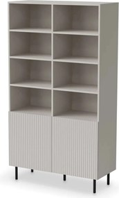Biblioteca PAXOS REG-1, casmir/negru, PAL laminat/otel, 100x40x179 cm