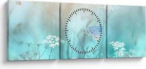 Tablou - Fluture în albastru (cu ceas) (90x30 cm)