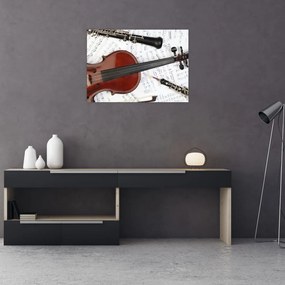 Tablou pe sticlă - Unelte muzicale (70x50 cm)