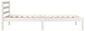 Cadru de pat single 3ft, alb, 90x190 cm, lemn masiv de pin