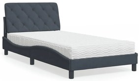 vidaXL Pat cu saltea, gri închis, 100x200 cm, catifea