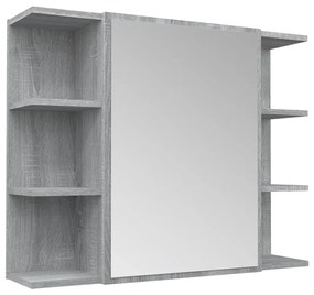 Dulap de baie cu oglinda gri sonoma 80x20,5x64 cm lemn compozit sonoma gri