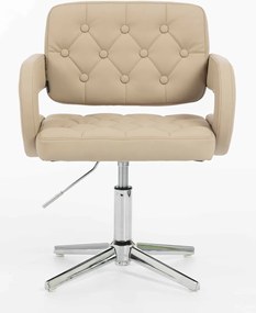 HR8403CROSS Scaun Crem Piele Ecologica Premium Soft cu Bază Cromata